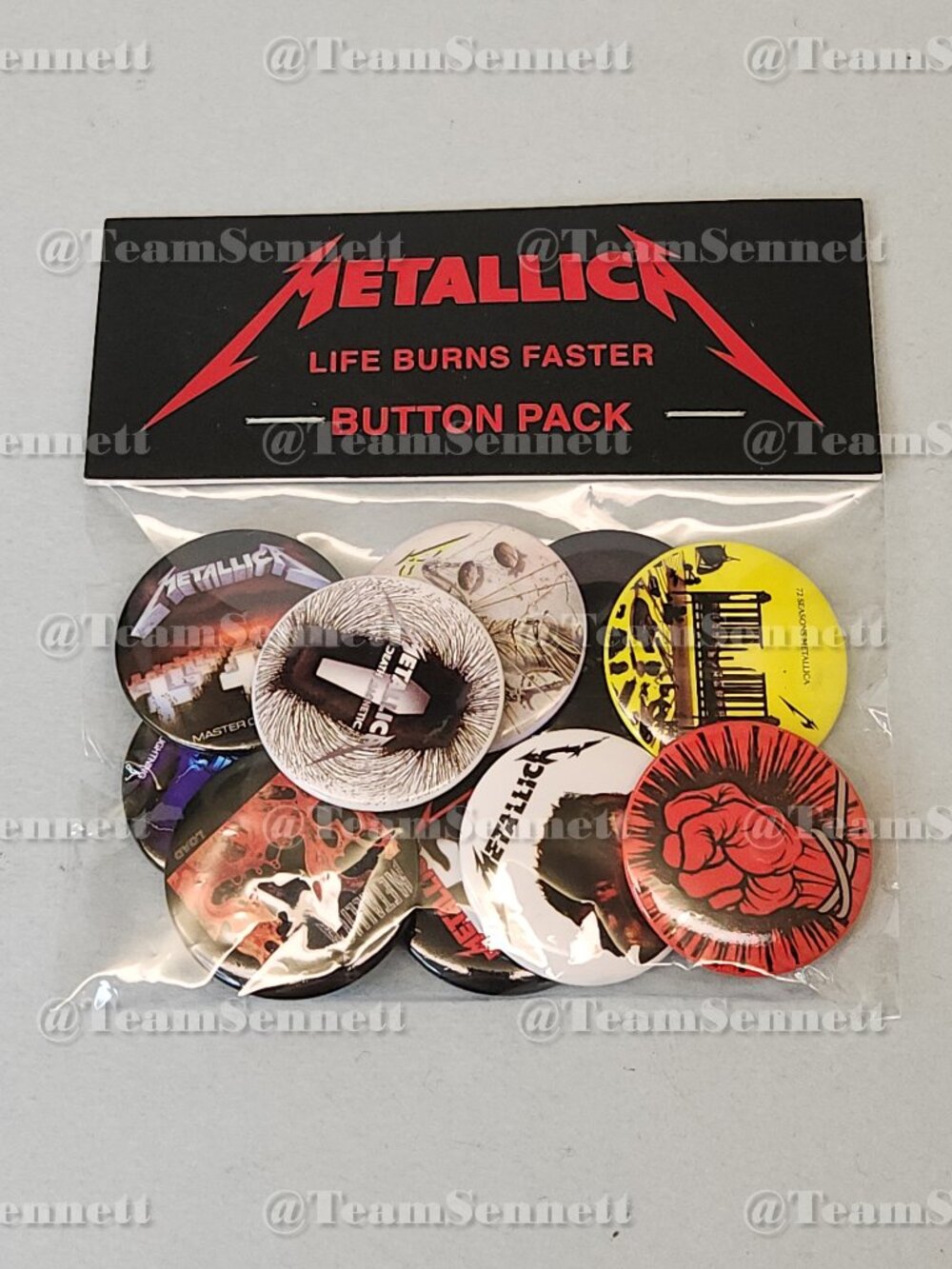 Metallica Button Pack / Set of 10 - Albums / Life Burns Faster Sphere Las Vegas